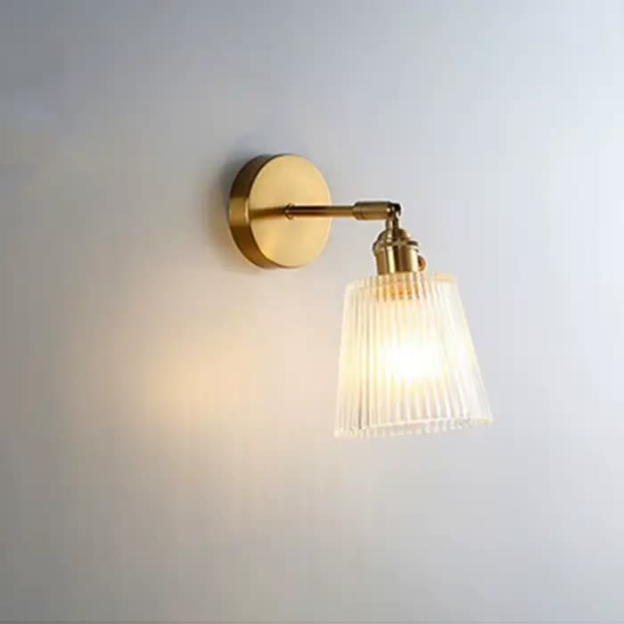 Applique murale rétro en laiton, style nordique moderne, petit abat-jour en verre, lampe de chevet Simple, miroir de salle de bains, lumière avant en cuivre avec interrupteur