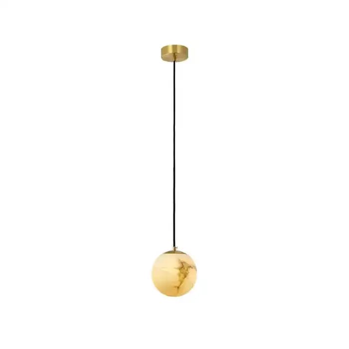 Lampe suspendue en marbre naturel, boule ronde en laiton, plafonnier pour chambre à coucher, lampe de chevet, comptoir de Bar, salle à manger, étude