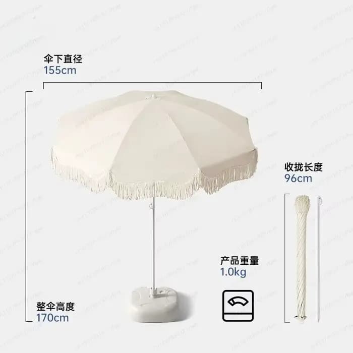 Parasol de terrasse extérieur à pompons, grand format, pour plage, jardin, marché, protection solaire et pluie, usage commercial