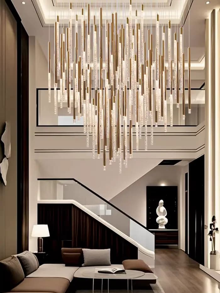 Hall d'hôtel LED lustre de luxe Villa hall salon lustres en cristal personnalisé plafonds hauts lustre