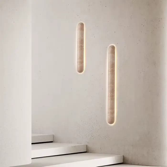 Lampe murale en travertin jaune naturel, applique longue de 30/60/90cm, pour chambre à coucher, éclairage de chevet, décoration de la maison, éclairage d'ambiance
