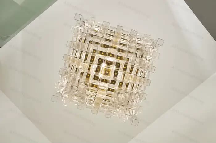 Lustre LED Dimmable en Verre Géométrique Blue Lake 2026, Suspension Luminaire pour Salon