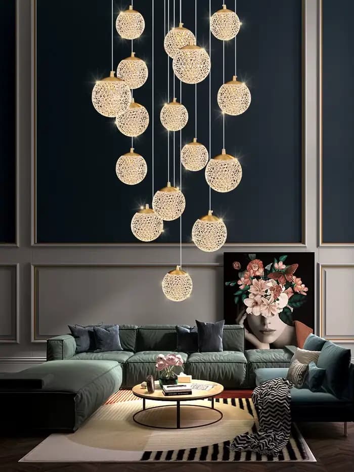 Lustre Long en Spirale pour Escaliers, Lumière LED, Grenier de Luxe, Salon, Cuisine, Décoration de la Maison, Plafond de Chambre à Coucher