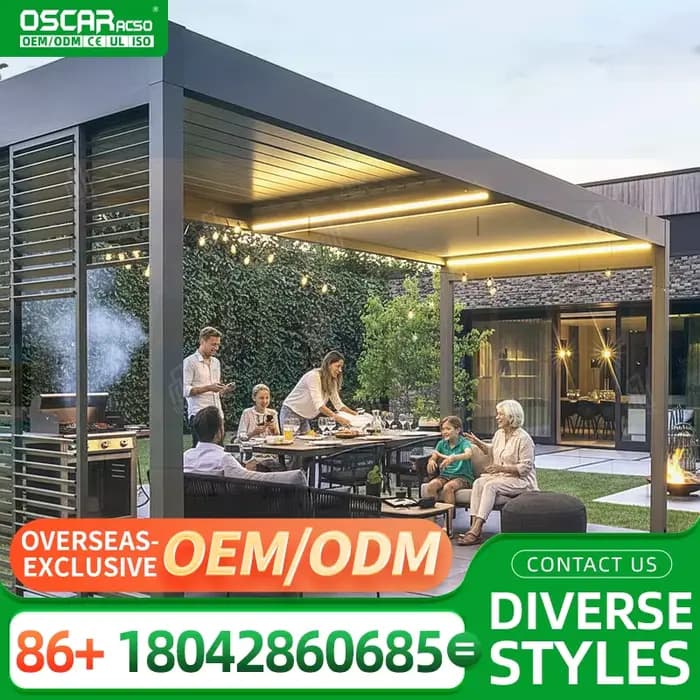 Pergola moderne à toit à lamelles réglables pour jardin, patio, cour arrière