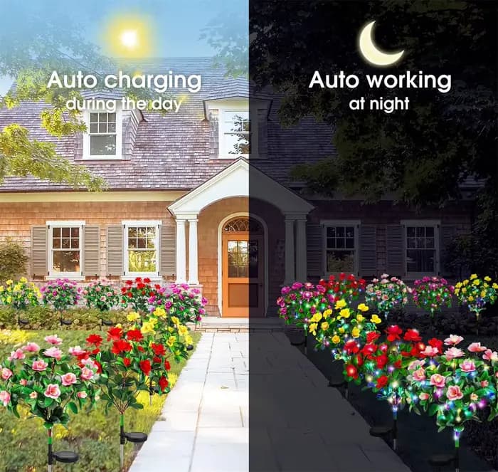 LED lumière solaire étanche azalée fleurs solaires lampe extérieure décorative pour jardin cour pelouse chemin éclairage vacances mariage décor