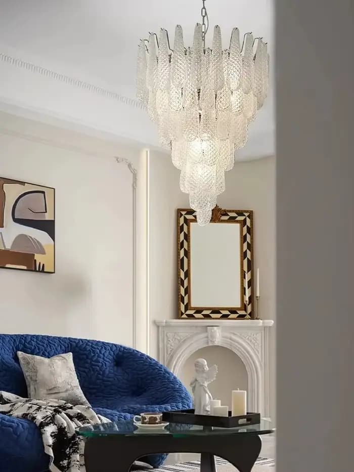 Français luxe moderne maison déco feuille de verre colorisé lampes suspendues Suspension Luminaire Lampen pour salon