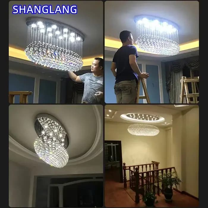 Lustre en cristal moderne, éclairage contemporain, nouveau luminaire courbé à montage encastré pour magasin