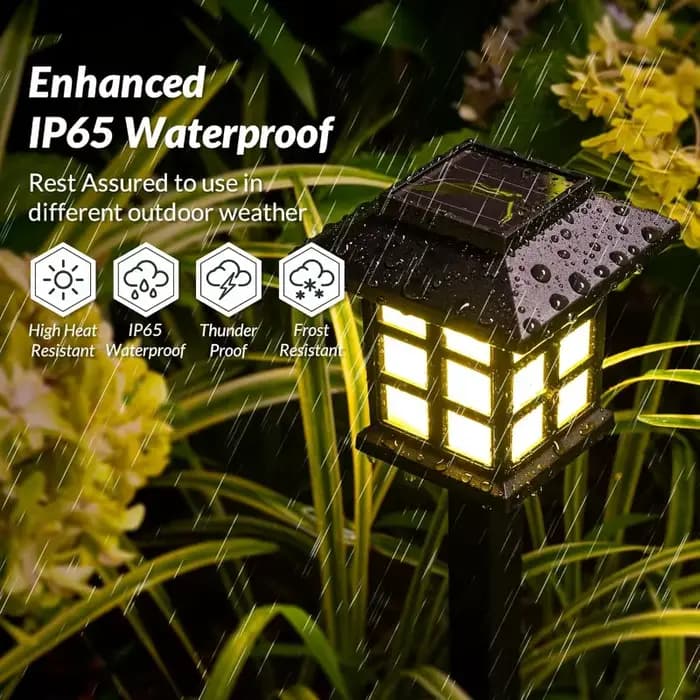 Paquet de 2 lumières solaires de voie lampe solaire extérieure éclairage paysager étanche pour jardin cour Patio passerelle allée Camping décor