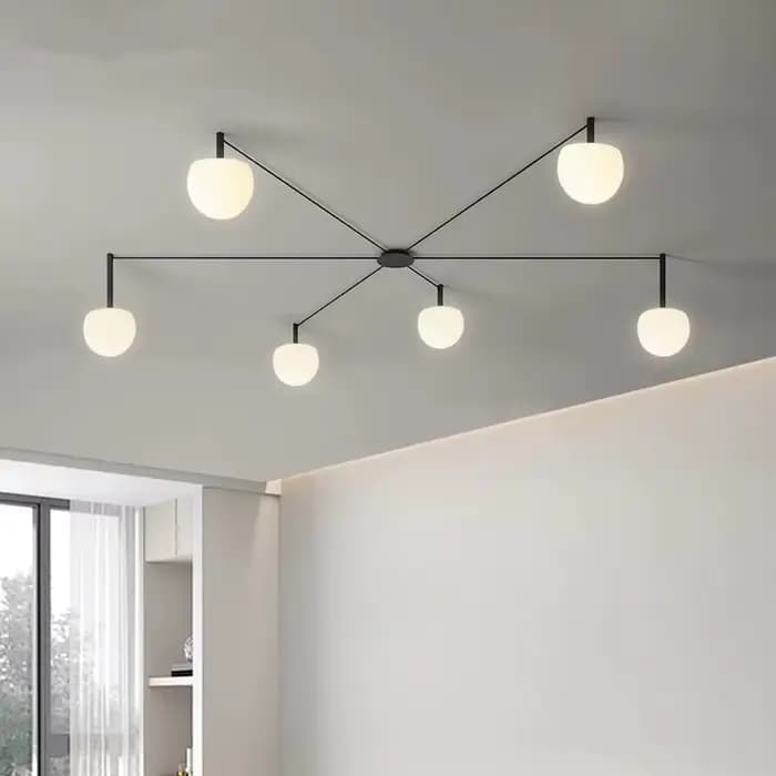 Lampe de plafond linéaire minimaliste noire, lampe araignée en verre pour chambre à coucher, bureau, salon, villa, éclairage intérieur