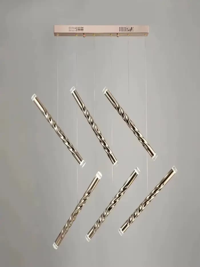 Moderne LED créatif or Tube rond conception Droplight Duplex Penthouse escalier suspension lumière maison éclairage intérieur décoration