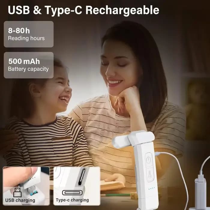 Lampe de lecture, lampe de livre rechargeable par USB pour lire la nuit au lit, lampe de marque-page portable à clipser LED pour lire au lit