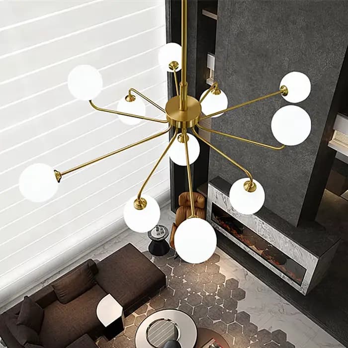 Lustre en boule de verre pour salle à manger et cuisine, lampe moléculaire, éclairage doré de ferme, art déco de luxe postmoderne