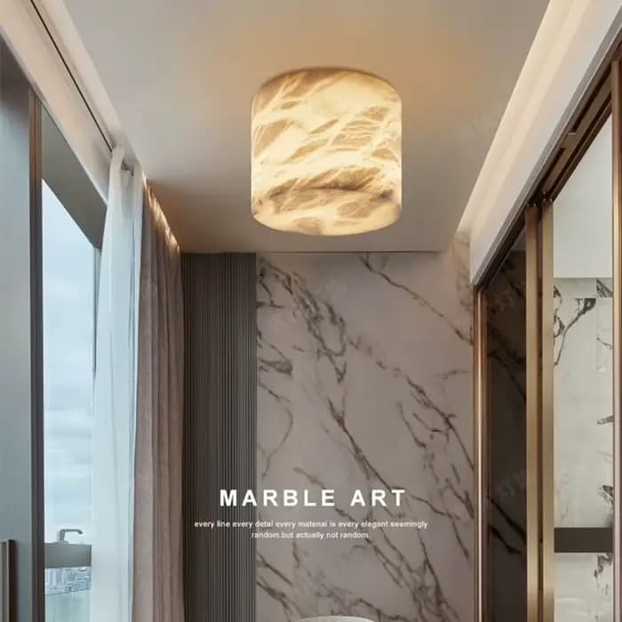 Plafonnier moderne en albâtre, petit plafonnier en marbre naturel espagnol pour couloir, chambre, balcon, salle de passage