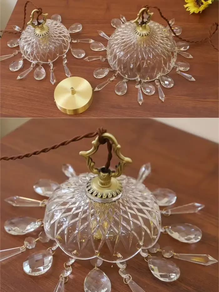 Lampes suspendues LED modernes lustres en cristal chambre lampes suspendues en cuivre en verre de luxe pour la décoration intérieure luminaires suspendus