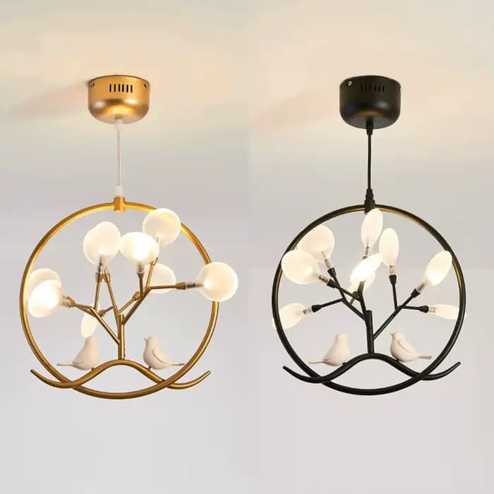 Lustre boule nordique or Design branche d'arbre lustre avec oiseaux maison cuisine Restaurant maison intérieur couloir lumière