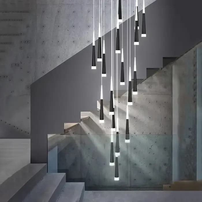 Anneau LED moderne Long lustre salon chambre cuisine escalier éclairage Villa Rotation intérieur décor à la maison suspension