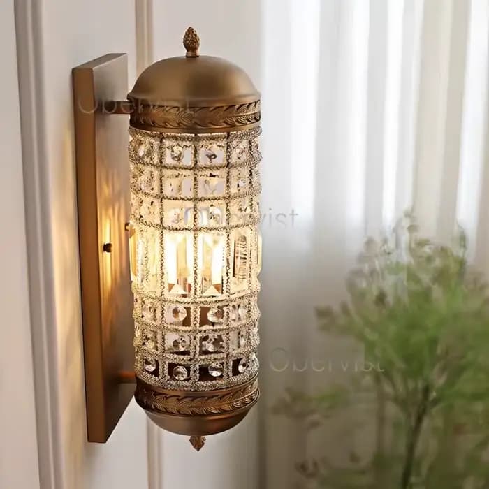 Applique murale vintage en cristal, lampe LED cylindrique pour salon, salle à manger, couloir, villa, hôtel, lumière d'art minimaliste pour chevet