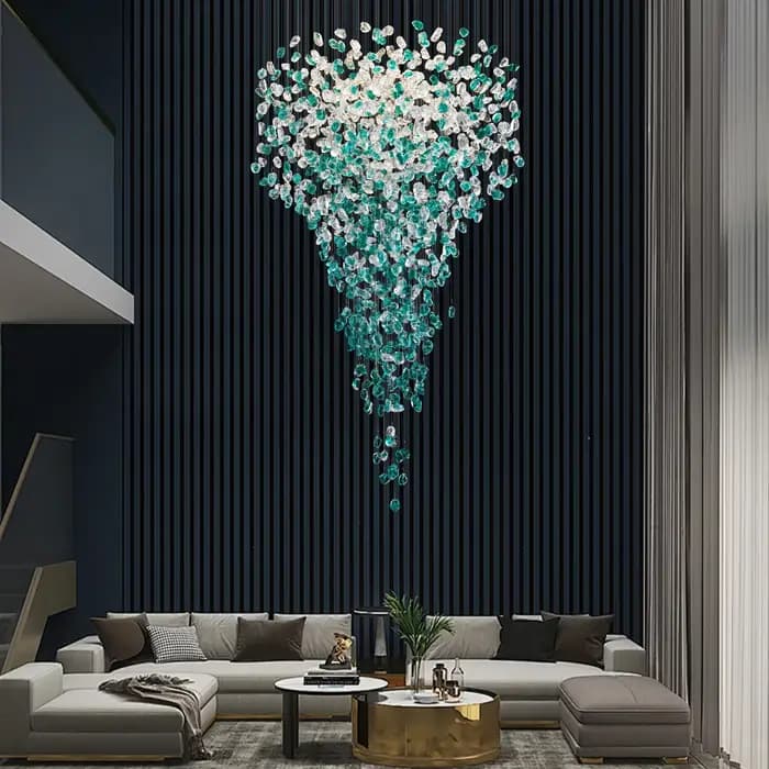Lustre en pierre de cristal vert personnalisé Art Déco pour éclairage intérieur luxe et ambiance moderne occasions spéciales
