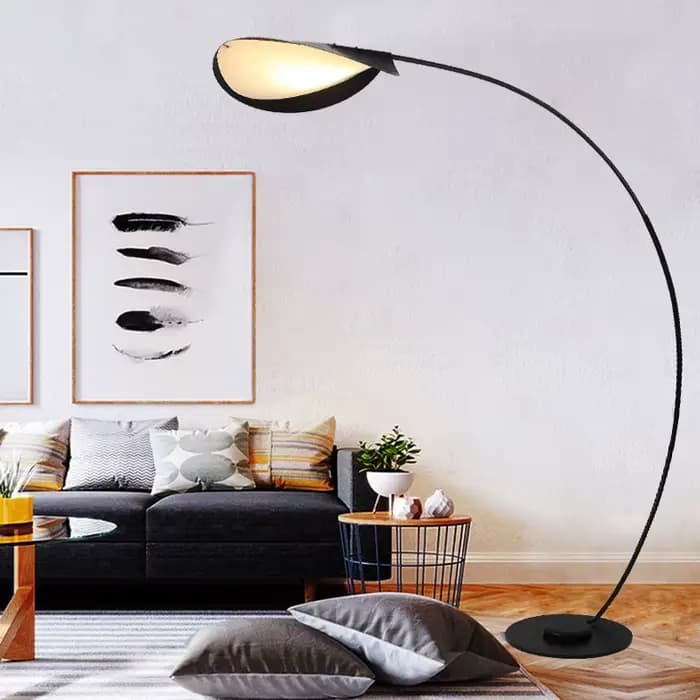 Lampadaire LED moderne en Arc noir Parabola, lampe industrielle américaine pour chambre à coucher, décoration de salon, lumières de canapé d'angle sur pied