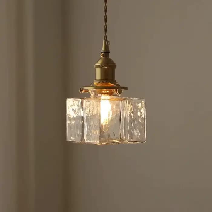 Lampe suspendue en verre rétro japonais, en cuivre jaune, pour chambre à coucher, salle à manger, étude, hôtel, lustre, décoration d'intérieur E27