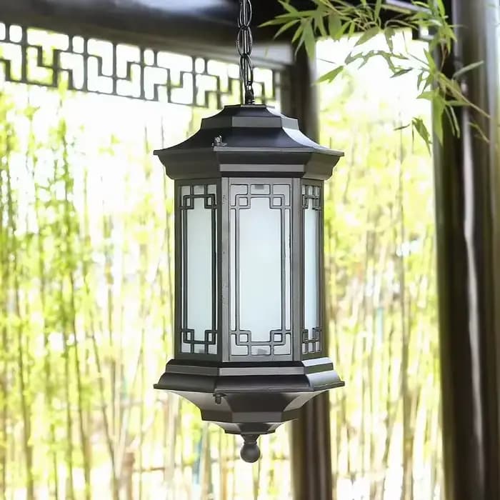 Lustre de balcon de style chinois rétro, luminaire suspendu imperméable pour jardin, villa, couloir extérieur