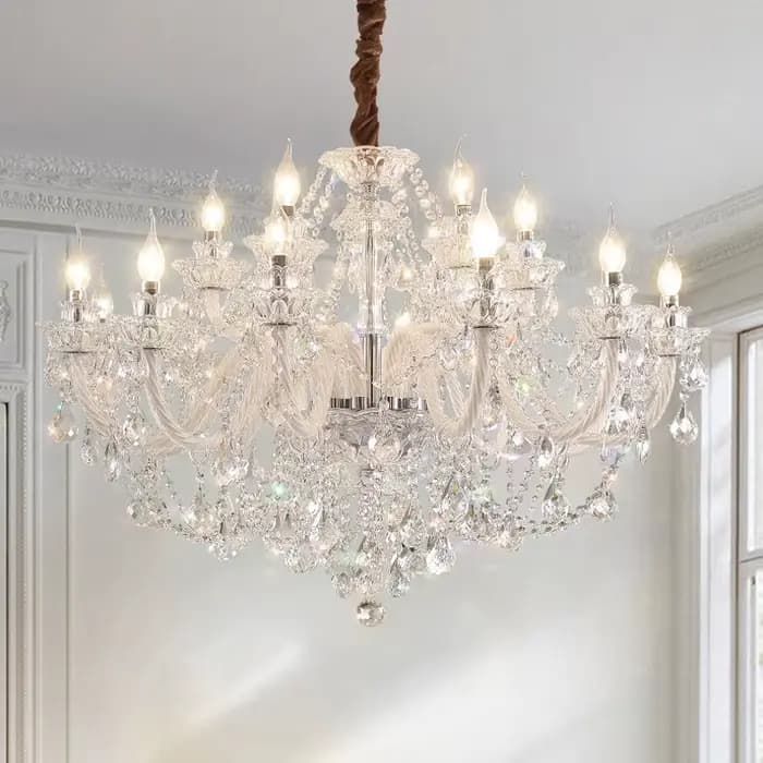 Plafonnier LED en cristal au design luxueux, éclairage d'intérieur, luminaire décoratif de plafond, idéal pour un salon ou une villa