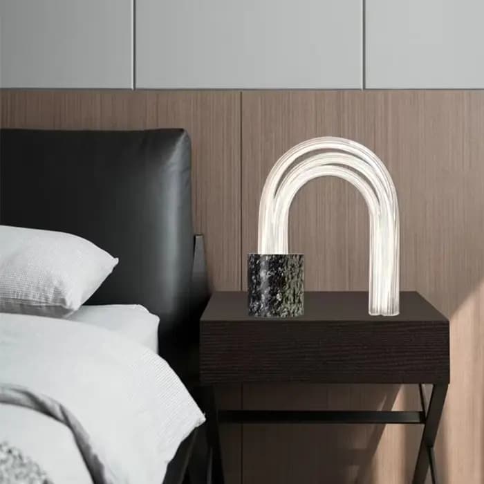 Lampe de Table en marbre moderne Tube acrylique nordique lampe de Table LED pour salon chambre conception Simple éclairage intérieur lampe de chevet