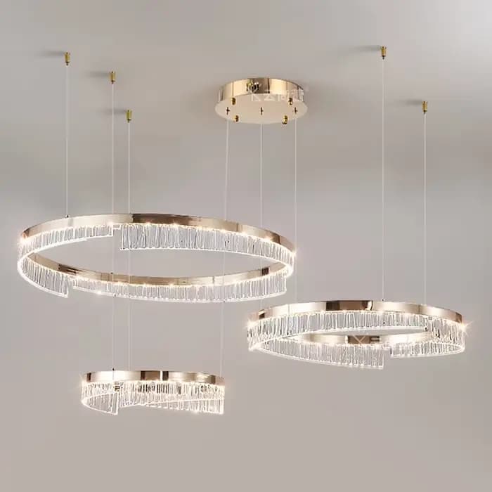 Lustre Led de luxe en aluminium, lampe suspendue pour salon, chambre à coucher, salle à manger, or pâle, lampes italiennes Art d