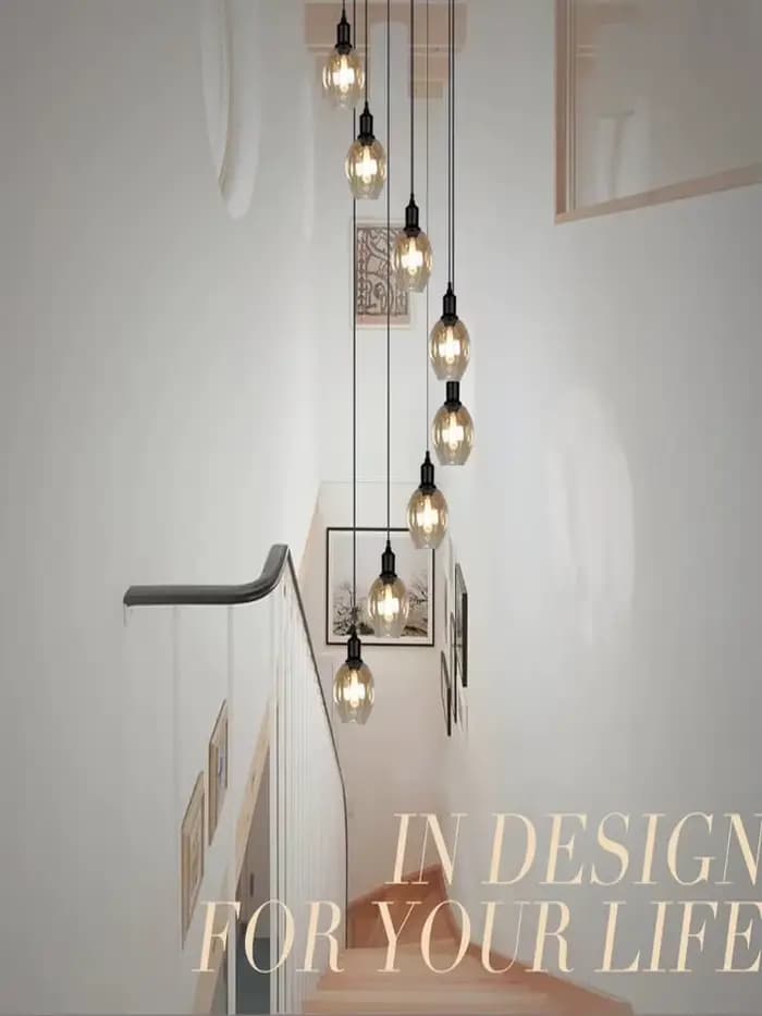 Lustre d'escalier en verre à LED, décoration de grenier de salon à la maison, éclairage intérieur de salle à manger et de chambre à coucher, livraison gratuite