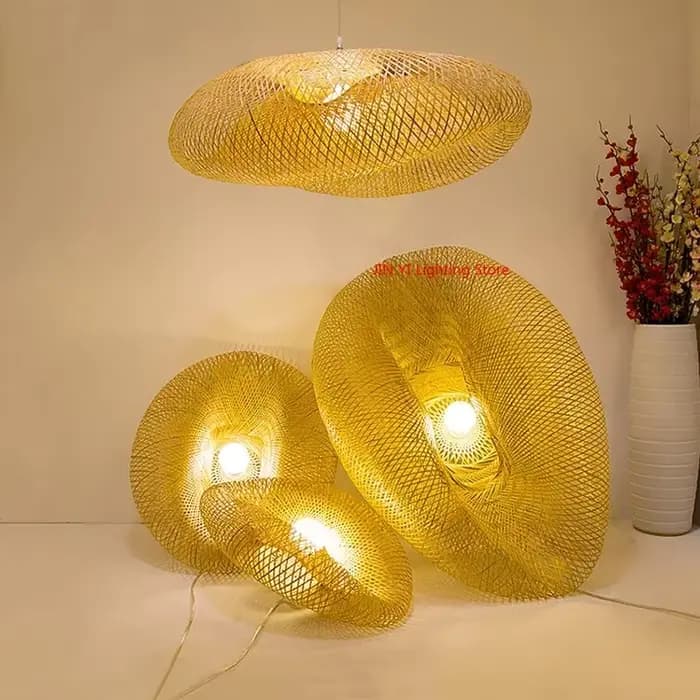 Luminaire suspendu LED en bambou tressé vintage fait main pour salon, cuisine, éclairage intérieur en rotin tressé, luminaires décoratifs