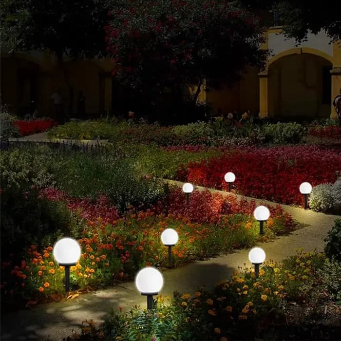 Style moderne jardin solaire pelouse lumières Camping en plein air paysage urbain décoratif LED étanche ampoule circulaire lampe économie d'énergie