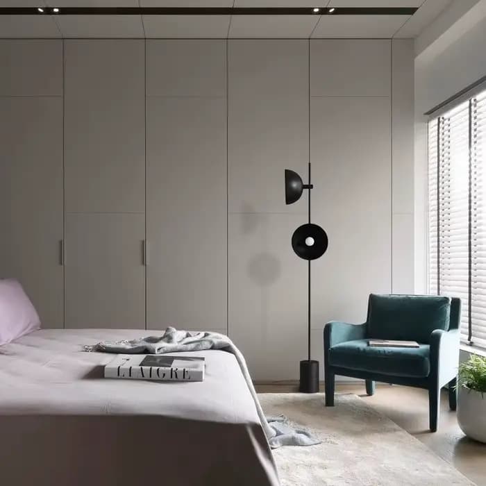 Bilde-Lampadaire Nordique Double Lumière, Lampadaire Noir, Design Simple, Bureau, Maison, Salon, Par conséquent