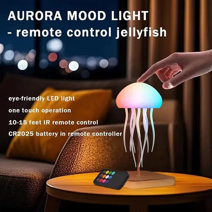 Lampe méduse LED avec 9 tentacules, 2 Modes de fonctionnement, batterie Ultra longue durée, effets de lumière dégradés de couleur avec télécommande