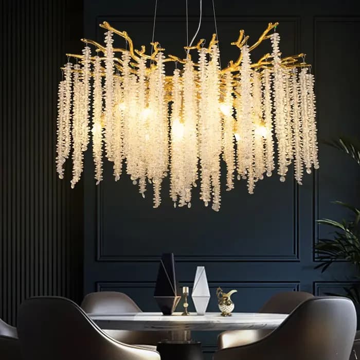 Lustre de plafond en cristal doré pour cuisine salon chambre hôtel luxe moderne avec ampoules incluses