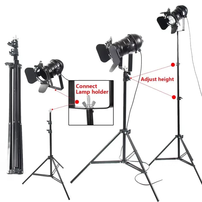 Lampadaire industriel créatif rétro sur trépied noir pour studio, éclairage de pièce, support d'éclairage, éclairage de plafond
