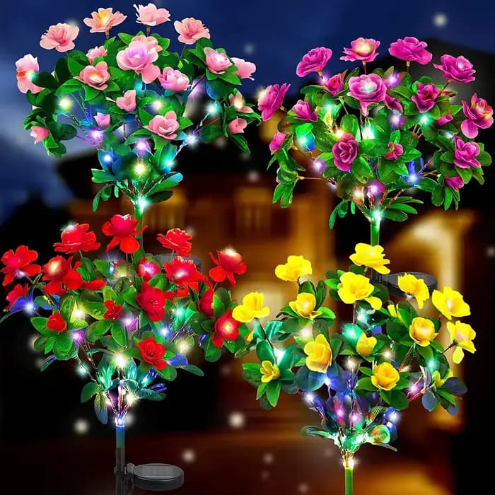 LED lumière solaire étanche azalée fleurs solaires lampe extérieure décorative pour jardin cour pelouse chemin éclairage vacances mariage décor