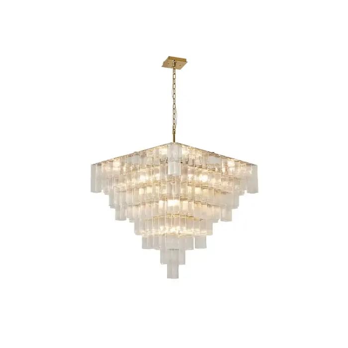 Lustre LED Dimmable en Verre Géométrique Blue Lake 2026, Suspension Luminaire pour Salon