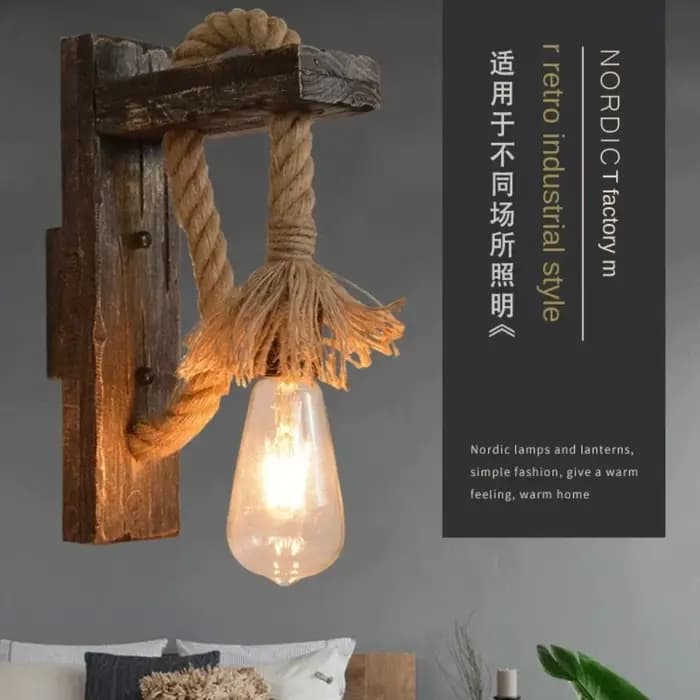 Applique murale industrielle, lumière en bois et métal vintage, applique murale noire de ferme rustique pour salle à manger, chambre à coucher intérieure
