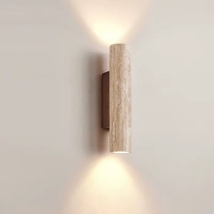 Applique murale en travertin, luminaire en pierre naturelle avec ampoule E27 pour chambre à coucher, salon