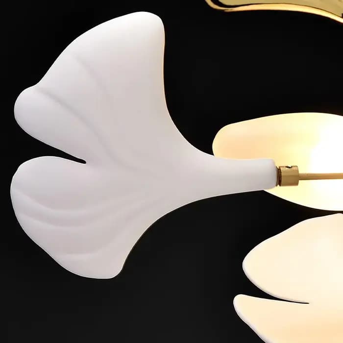 Lustre scandinave doré argent Long blanc feuille de Ginko, Lustre Suspension salon salle à manger chambre décoration