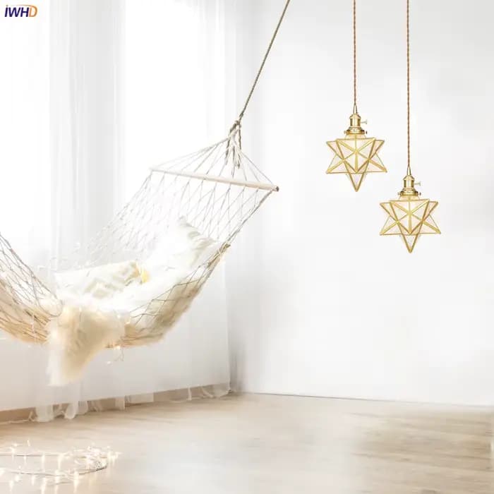 SuffHD-Lampe LED Suspendue en Cuivre en Forme d'Étoile, Design Créatif Moderne, Luminaire Décoratif d'Nik, Idéal pour un Salon, une Salle à Manger ou une Cuisine, 73 Lam138 Colgante