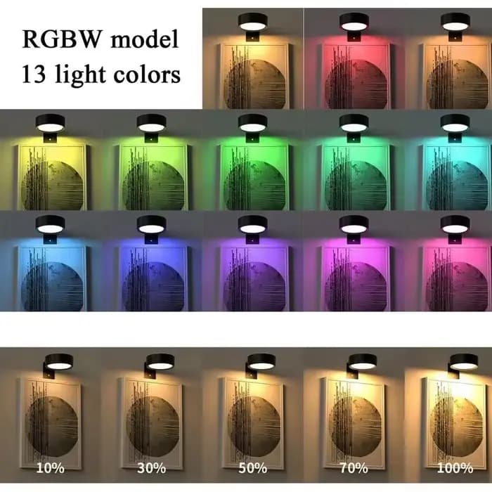 LED mur photo lumières 13 couleurs RGB Dimmable peinture Art affichage lumières magnétique décor ambiant projecteur (alimenté par batterie)