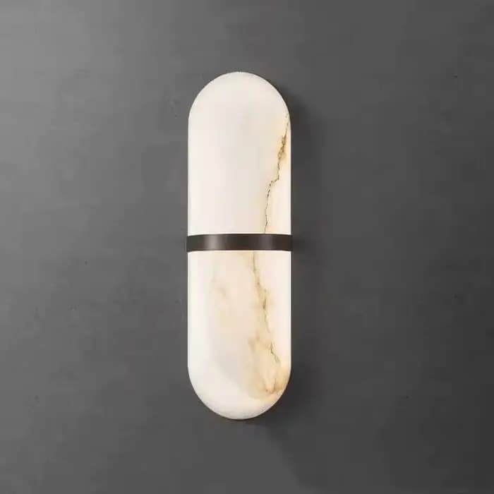 Applique Murale Ovale en Cuivre et Marbre Naturel, Luminaire Postmoderne de Luxe pour Salon, Hôtel, Chambre à Coucher, Style Minimaliste, Nouveau Modèle