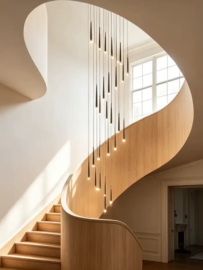 Lustre moderne pour escalier long, suspension LED spirale de luxe pour villa, duplex, loft, hall à plafond haut, lampe rotative pour cage d'escalier