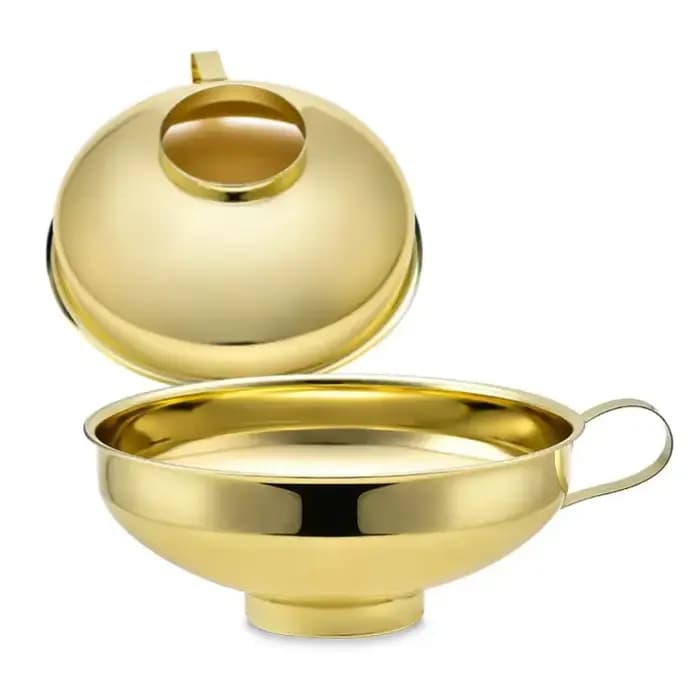 Entonnoir doré à large bouche en acier inoxydable, entonnoirs UNIS issants, confiture, huile de salade, vin, distributeur de liquide, filtre, gadgets de cuisine ménagers
