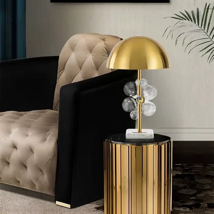Globo-Lampe de Table Créative Manuelle en Forme de Champignon, Boule de Verre Colorée pour Salon, Chambre à Coucher, Lecture