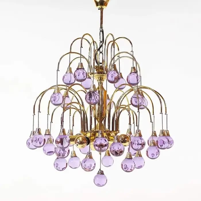 Lustre en verre de Murano italien violet rouge cristal suspension Vintage cerise larme salon salle à manger chambre lampe suspendue
