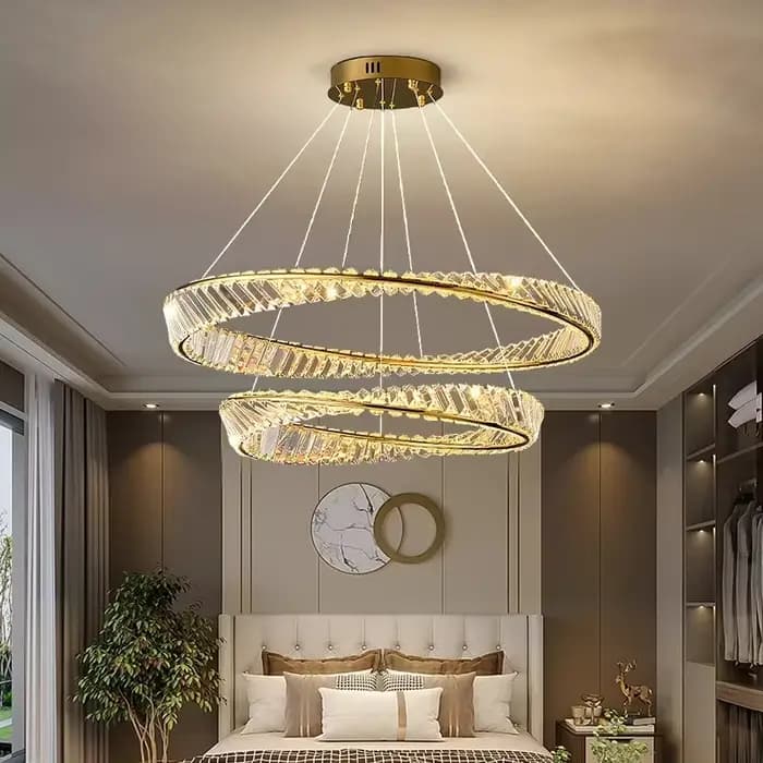 Anneau plafonnier LED moderne design éclairage en cristal pour salon chambre cuisine décoration maison intérieure chambre lumière LED