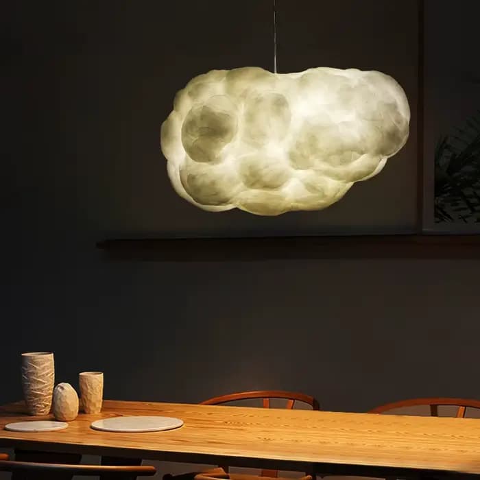 Lustre nuage en soie, lustre pour hall d'hôtel, art blanc, décoration de chambre à coucher, design créatif