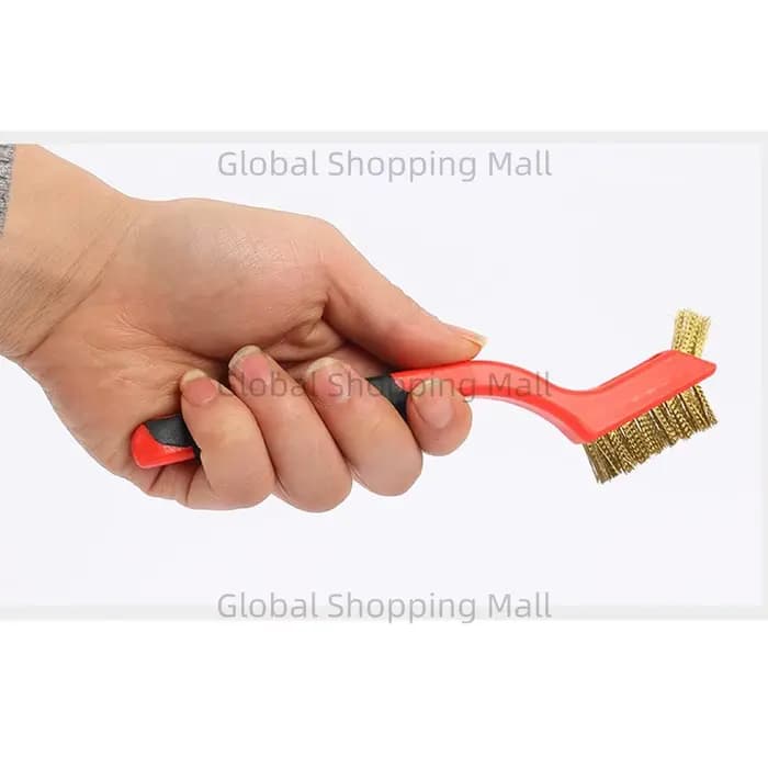 Brosse de nettoyage industrielle en laiton avec poignée incurvée, brosse à poils durs, antirouille, brosse de nettoyage des espaces, outils à main